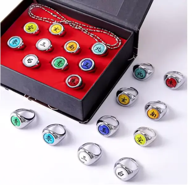 Anime Cosplay Ring Set Akatsuki Itachi Ring For Women Men Metal Finger Jewelry Accessories Cool Best Friend Child Gift