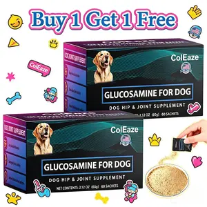 【Buy 1 Get 1 Free】ColEaze Glucosamine Powder Sachets for Dogs, Hip & Joint Supplement with Chondroitin & Turmeric, Probiotic Blend, Easy Sprinkle-on Food Sticks for Puppy Adult Senior All Breeds (Not Pain Medication) mobility support