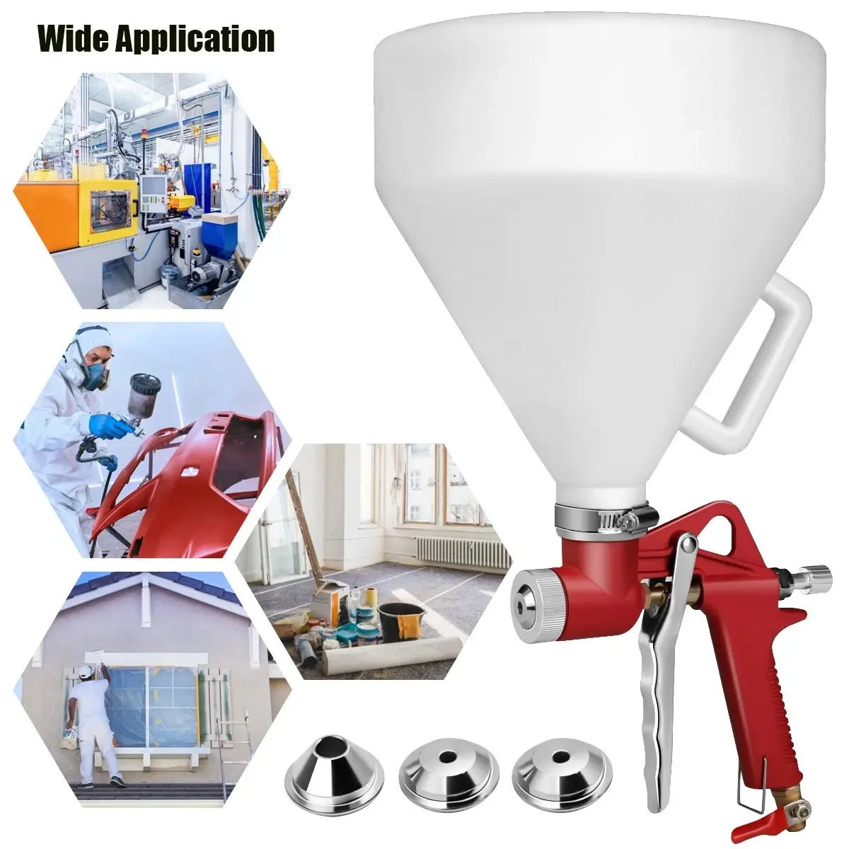 Air Hopper Spray Gun Paint Texture Tool Drywall Wall Painting Sprayer with 3 Nozzle for Wide Application
