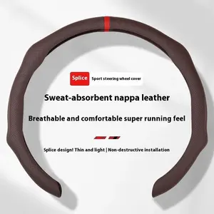 Ultra-Thin, Anti-Slip, Breathable, Quick Spin, All-Season, Nappa Leather Auto Interior Kit, Black with White Stitching