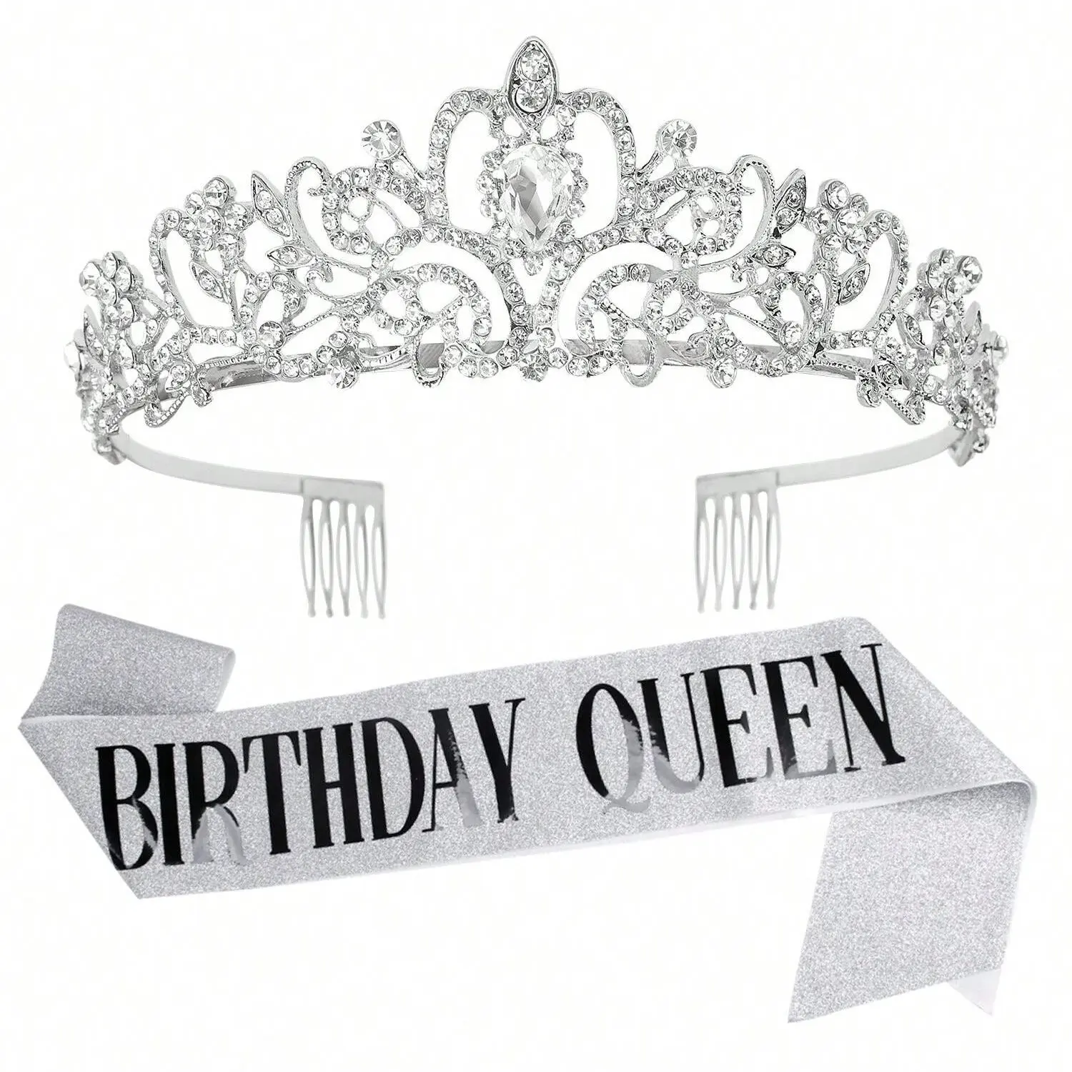 2pcs/1set Rose Gold Birthday Belt Crown Birthday Girl Set, Birthday tiara Crown for women's Birthday Belt and tiara for women's Girl Birthday Gift party accessories Crown for girls, Crown Design, Birthday Crowns