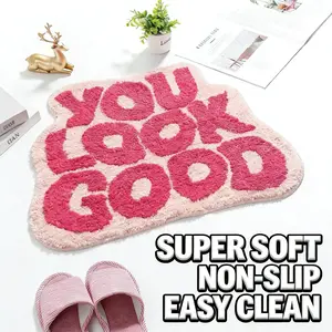 Absorbent Letter Slogan Floor Mat Microfiber Washable Non-Slip Carpet 21inchx25inch Perfect for Bedrooms Shower Room Doors Computer Desks Super Soft Non-Slip Easy Clean - Bath
