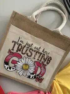 Canvas Front pocket tote bag everything bag with graphic design