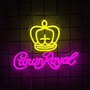 Crown Neon Sign for Bar Wall Decor, Royal Beer Lights Signs Whiskey Sign for Bar Man Cave Bedroom Home Shop Pub Bistro Party Hotel Game Room Decor Gifts, Neon Lamps, USB Powered