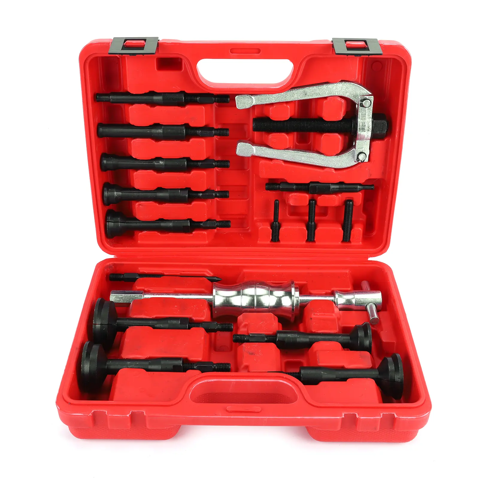 Heavy-Duty 16-Piece Blind Bearing Race and Seal Puller Extractor Kit, 40Cr Automotive Bushing Tool Set with Heat-Treated Chrome Molybdenum Steel Collets, Slide Hammer Compatible, 33.5*25*9.5cm Storage Case for Bearings Removal & Car Repair Assembly