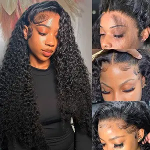 Bling Hair 13x4 Kinky Curly Lace Frontal Wigs Human Hair 180% Density Deep Curly Wigs For women Hd Lace Frontal Wig 13x4 Lace Front Wig