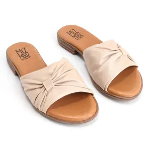 Miz Mooz Wide Width Leather Ruched Slide Sandals - Daisey