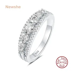 Newshe Luxury Moissanite Wedding Rings for Women - Original 925 Sterling Silver Eternity Band, Brilliant Engagement Ring Jewelry