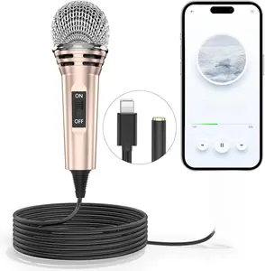 NICHOM 4.3 INCH Mini Microphone for iPhone iPad, Portable Small Handheld Microphone for Video Recording,Karaoke Singing,Vlogging,Chatting,Podcasting YouTube with Sponge Cover (Rose Golden)