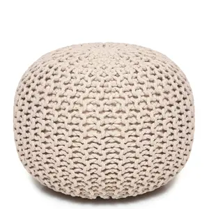 Hand Knitted Cable Pouf Ottoman