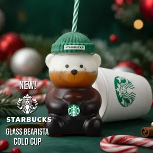 2025 Starbucks Glass Bear Cup, Holiday Tumbler, Authentic Sold Out Item, Hard To Find Collectible