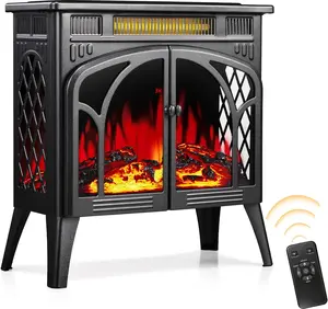 Xbeauty Freestanding Electric Fireplace Heater Infrared Fireplace Stove with 3D Flame Effect, Multiple Flame Colors, 5100BTU Electric Fireplace with Remote Control, Overheat Protection Design