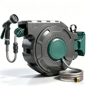 【TM】Garden Hose Reel 22inch/55cm Durable Plastic Wall Mount for Patio & Car Wash 100 Ft Hose Storage Watering Flowers Trees Irrigation Pet Shower