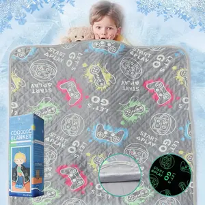 Cooling Blankets for Hot Sleepers,Glow in The Dark Blanket  Controller Gifts for Boys,Q-Max>0.4 Arc-Chill Cooling Fiber,1-12 Year Old Teen Boys Gifts,Soft Cozy Gamer Blanket,50"x60"
