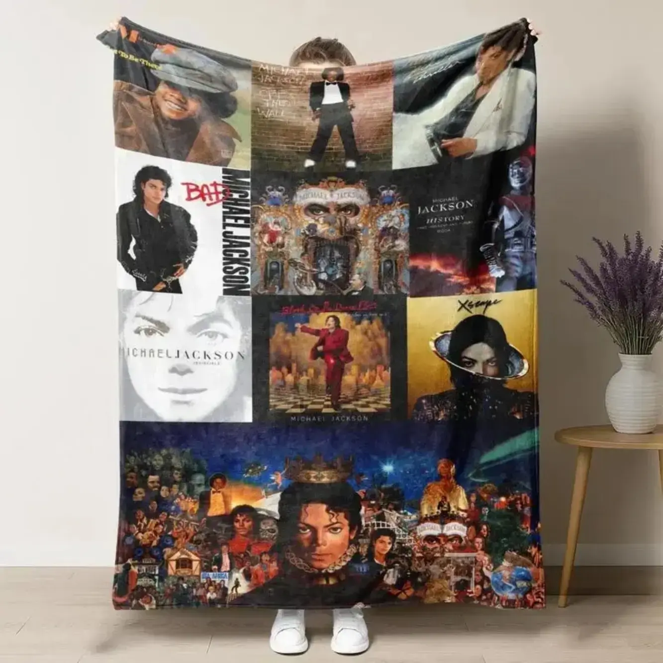Michael Jackson Famous Music Blanket Ultra Soft Flannel Plush Bedding Cozy Warm Bedroom Couch Sofa Travel Camping Throw Decor Decorative Throw Perfect Birthday Holiday Gift For Pop Fans Adults Teens Men Women King Of Pop Vintage Style All Season