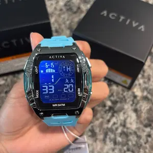 Activa Digital Men's Watch - 46mm, Light Blue