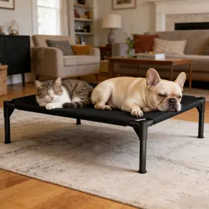 Elevated Cooling Dog Bed, Breathable Raised Pet Cot for Large Medium Small Dogs & Cats, Orthopedic Support for Joints, Heavy-Duty Steel Frame, Portable Indoor & Outdoor Washable Summer Pet Bed