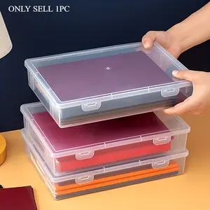 1pc Large -capacity Office Documents Are Transparent Storage Boxes, File Organizer Box, Put Various Documents, Bills, Archives, Paper, Orderly Storage, Not Easy To Lose, Dustproof And Waterproof On The Surface Of The Box