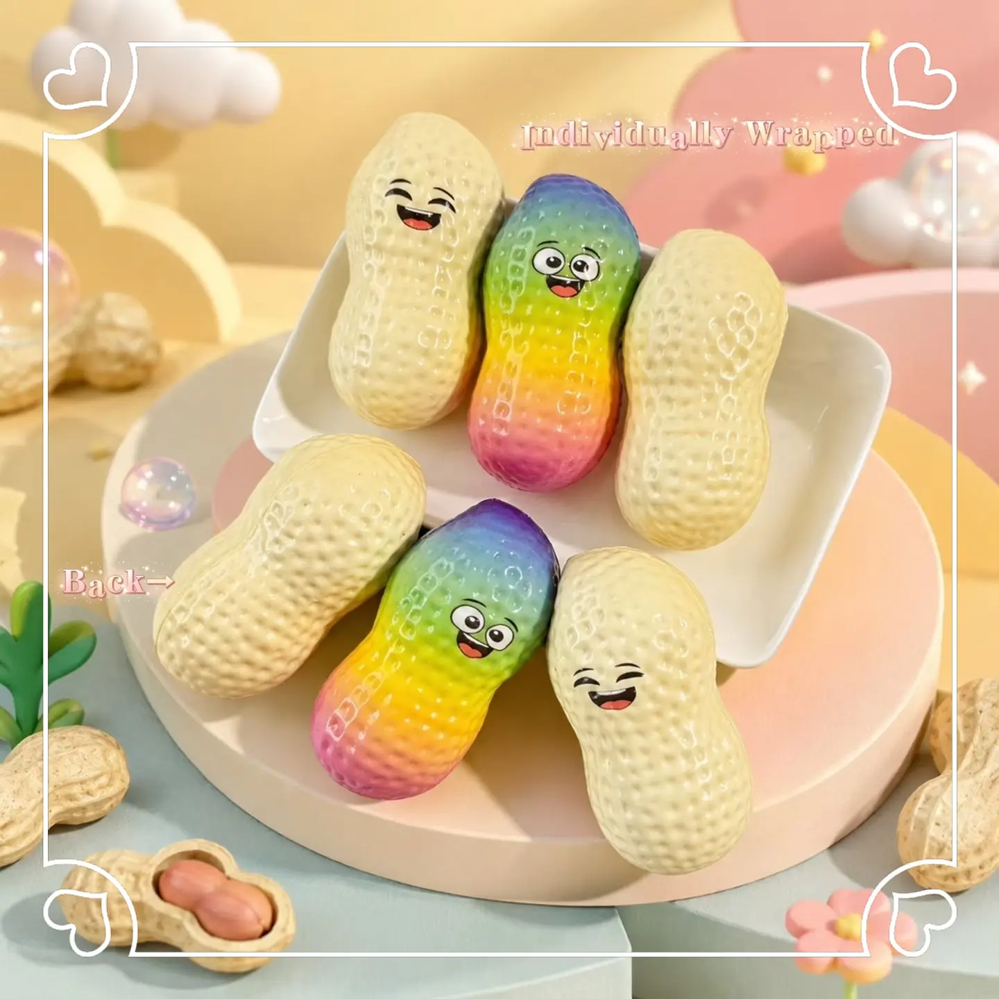 Peanut Squishy Fidget Toy - Colorful Peanut-Shaped Stress Relief Tool for Relaxation & Fun - Ideal for Anxiety Management & Playful Sensory Experience