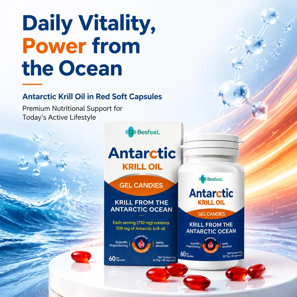 Besfeel Antarctic Krill Oil 500mg | Omega-3 EPA DHA w/ Phospholipids & Astaxanthin | Supports Heart, Joint & Brain Health, Healthy Inflammatory Response | Boosts Mental Clarity & Natural Daily Energy | High Absorption, No Fishy Burps | 60 Softgel Capsules