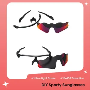 Detachable & DIY Outdoor Sports Sunglasses, Shockproof Cycling Glasses, Full UV400 Protection Anti Glare Comfort Fit Eyewear, Windproof TR90 Ultralight Shades, Practical Unisex Accessories for City Travel, Road Cycling, Golf Training summer