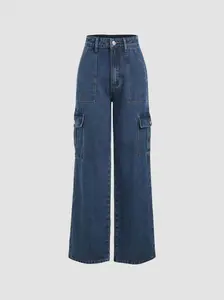 Alessia Solid Cargo Jeans for women