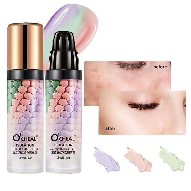 Three-color makeup base is light, moisturizing, Hydrating, easy to apply, and provides long-lasting makeup, Makeup primer, Face Primer For Makeup, Makeup Primer Cream