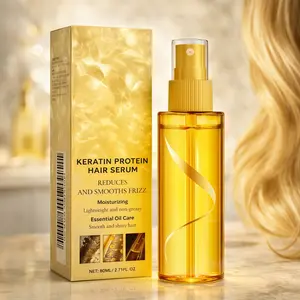 Keratin Hair Serum Spray Leave-In Conditioner for Frizzy & Damaged Hair, Lightweight Smoothing & Nourishing Hair Oil, Scalp & Hair Care Treatment 80ml