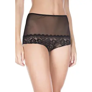 Back button crotchless lace panty, 10025