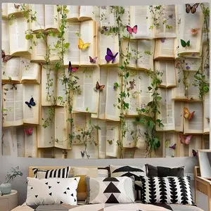 RichIdeas 80x60inches Floral Wall Art Tapestry Classroom Tapestries Book Aesthetics Art Wall Hangings for Living Room,Dorm,Girl Bedroom and Wedding Party Decorations RITAYW495