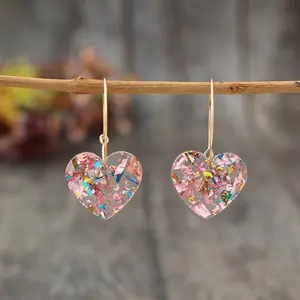 eBay cross-border, new Valentine's Day series, Hyunya style sequined transparent heart-shaped multi-color women's earrings and earrings.