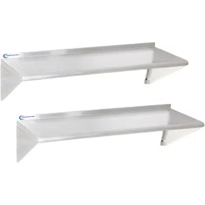 2 Pack Stainless Steel Shelf 12"x48" 320LB, Commercial Wall Mounted Metal Shelving for Home Kitchen, Restaurant