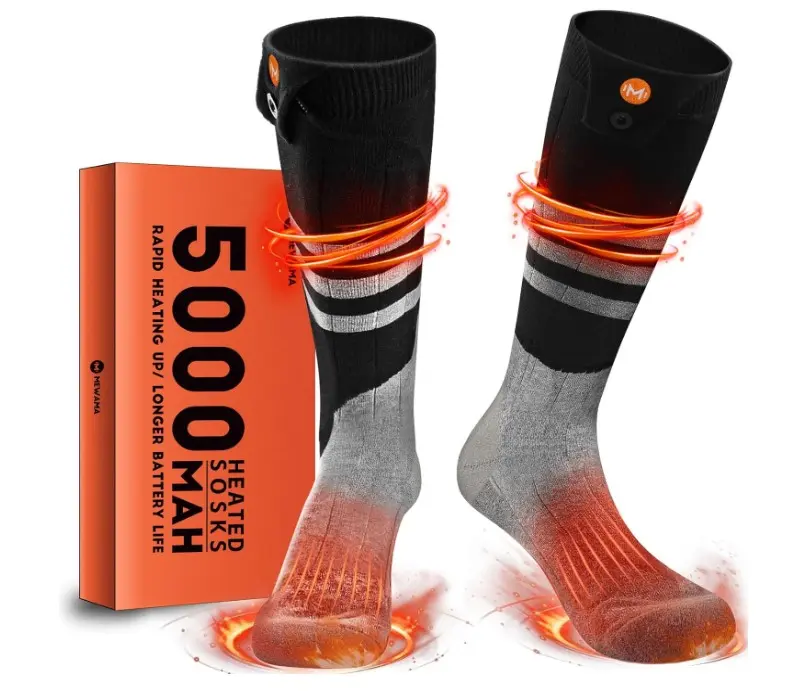 Heated Socks for Men Women, Rechargeable Washable, Electric Socks Foot Warmer for Hiking Camping Outdoor Work, Heating Warm Socks, Style C Black