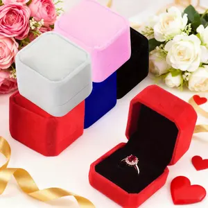 Velvet Ring Box, Earring Pendant Jewelry Storage, Perfect for Valentine's Day Proposal, Wedding, Party Gifts, Home Use, Christmas Gift