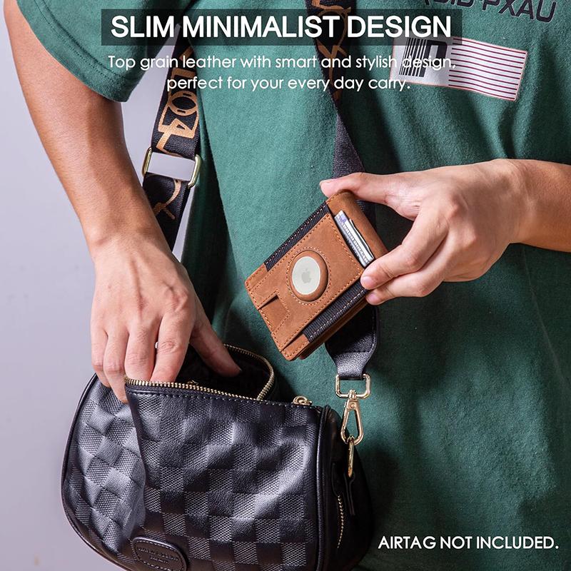 Airtag Credit Card Holder Bifold Slim Minimalist Pop up Wallet RFID Blocking Magnetic Wallet for Men