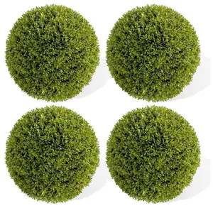 11.8 inch Artificial Plant Topiary Ball Set of 4, Lifelike Artificial Boxwood Ball, UV Resistant Faux Greenery Balls, Faux Greenery Balls for Indoor Outdoor Decor, Home Garden, Patio, Porch, Wedding