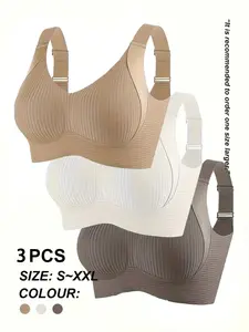3-Pack EssElegance Bras Back Closure, Shaping, PushUpSeamless, Wire-Free, Comfortable everyday