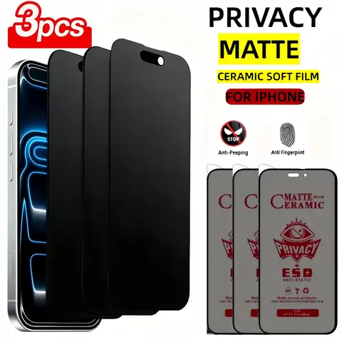 3-Pack Matte Privacy Ceramic Protective Screen Protectors for iPhone 18 Pro Max, Duo, 17 Pro Max, Air, 16 Pro Max, 16 Plus, 15, 14, 13, 12, 11, Shockproof, Scratch-Resistant, Bubble-Free Installation