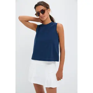 Navy Performance Cotton Sasha Tank