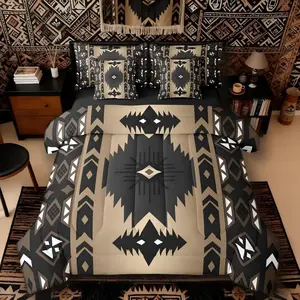 Western Comforter Set with Sheets,Boho Decor Aztec 7-Piece Bedding Set,Ethnic Tribal Arrow Vintage Geometric Bed in a Bag,Southwestern Triangle Diamond Room Decor
