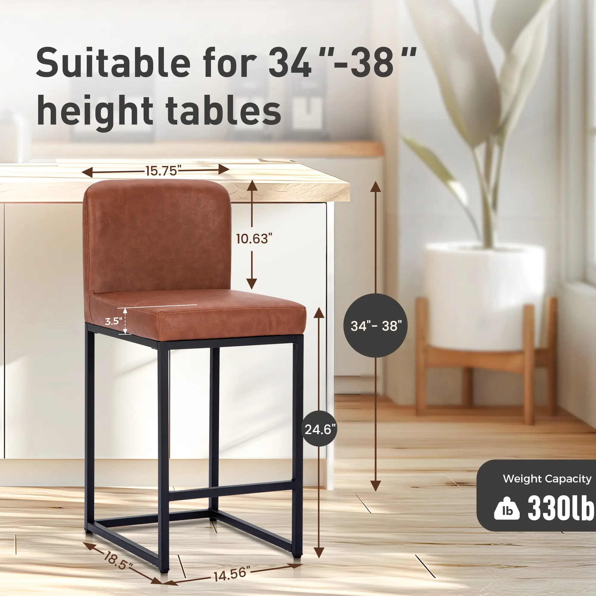 Brown Faux Leather + Black Square Frame