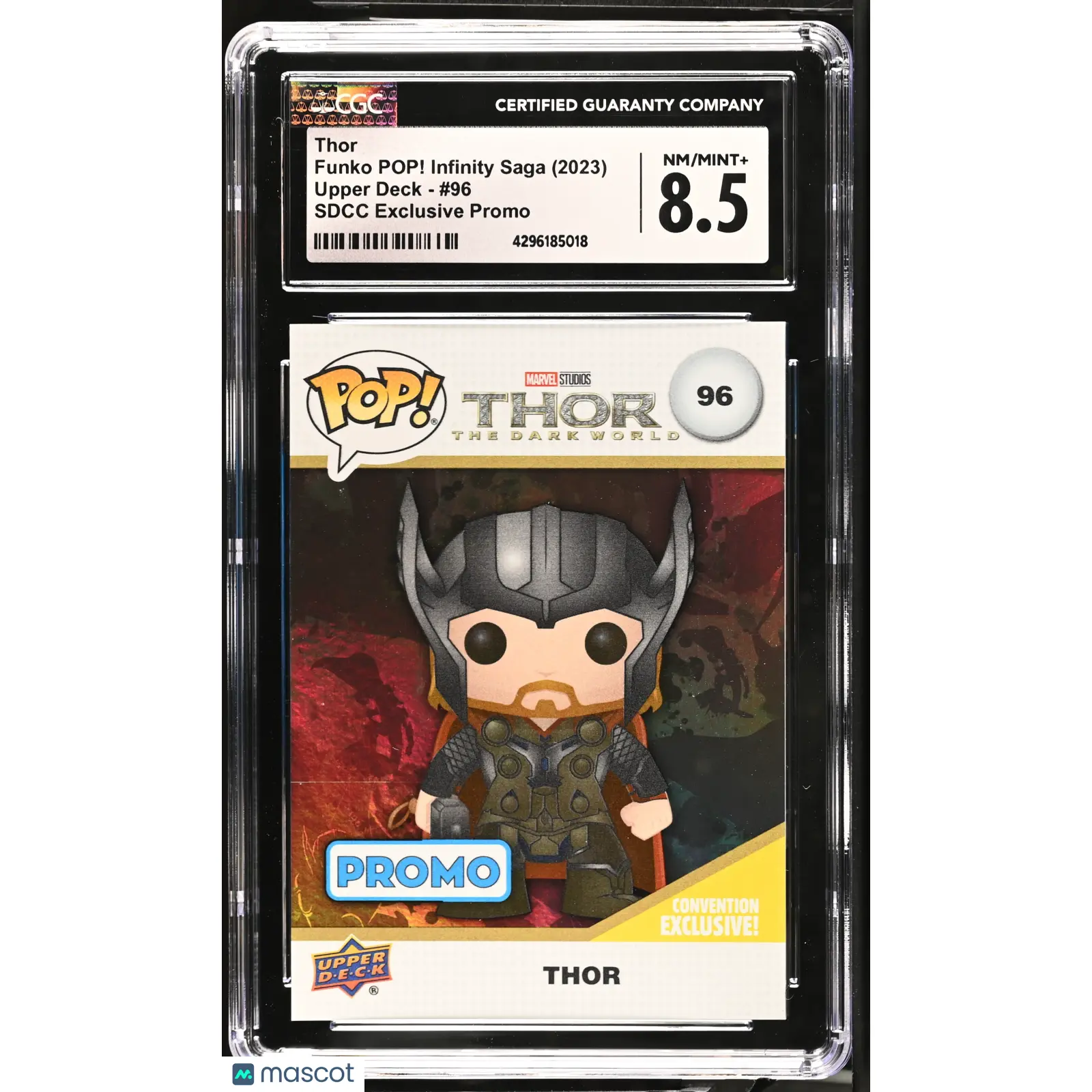 2023 UD Funko Pop! Infinity Saga Marvel—Thor #96 SDCC Exclusive Promo— CGC 8.5