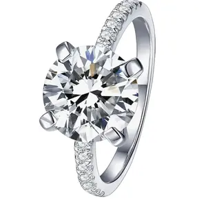 3CT D-VVS1 Solitaire Moissanite Engagement Ring 925 Silver 18K White Gold Plated Ideal Gift for Women summervibes queen
