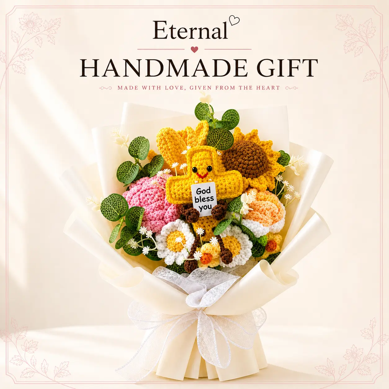 Handmade Crochet Bouquet—Sunflowers and Daisies—A Timeless Gift for Women, Mothers, and Friends (Encouragement/Cherished Keepsake)
