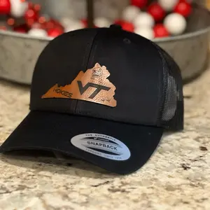 VA Virginia Tech VT Hokies Hat - Black Adjustable Clip Hat with Team Logo and "SNAPBACK" Embossed Design