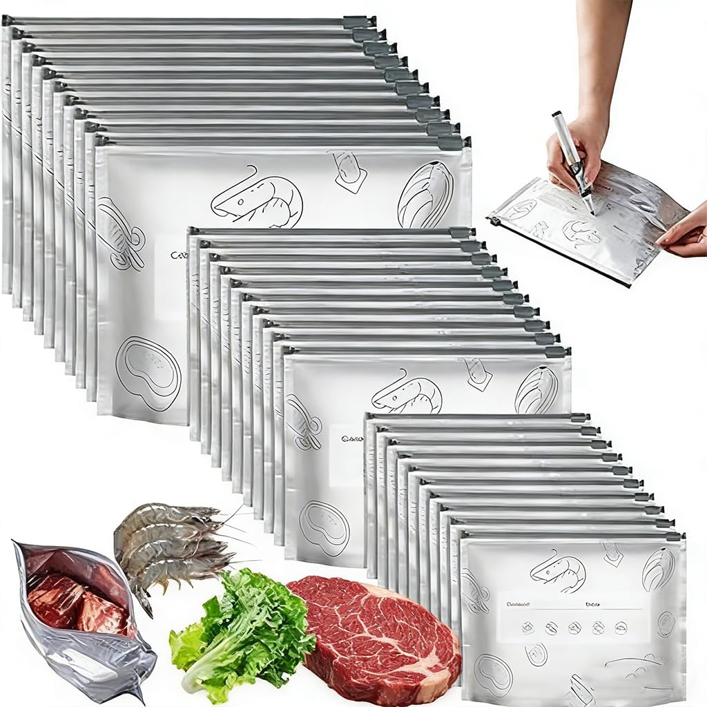 3 Sizes Aluminum Foil Storage Bags 30 Pack Aluminum Foil Freezer Bags Reusable Sealable Food Storage Zipper Bags Various Sizes for Prepared Foods
