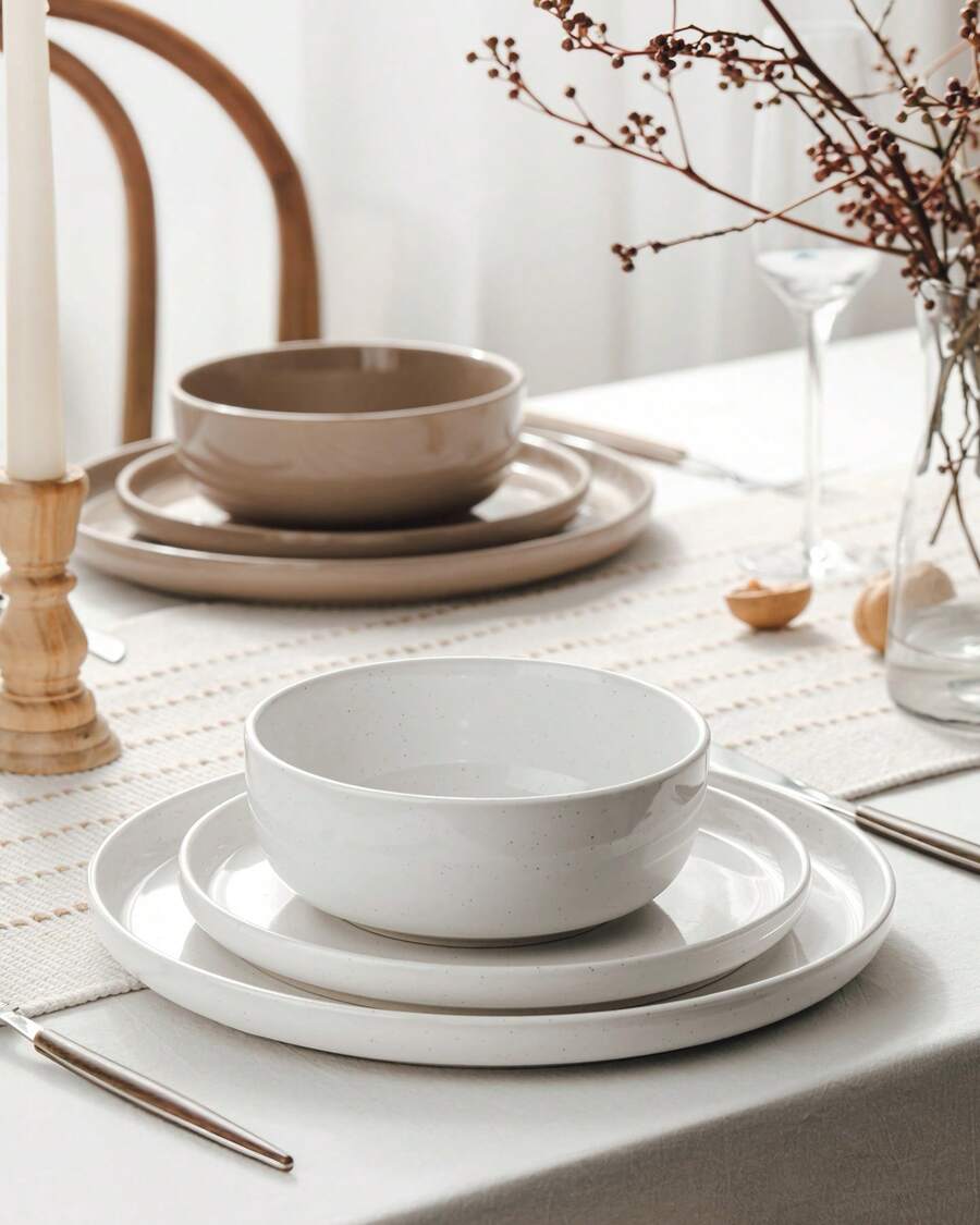 12 Pieces Dinnerware Sets, Dishes Set For 4, Plates And Bowls Set, Perfect For Your Friend For Housewarming, Thanksgiving, Christmas