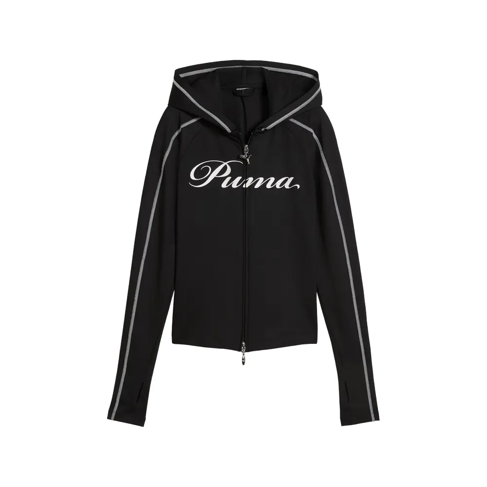 PUMA Womens T7 Street Glam Slim Short Hoodie Casual Outerwear Casual - Black