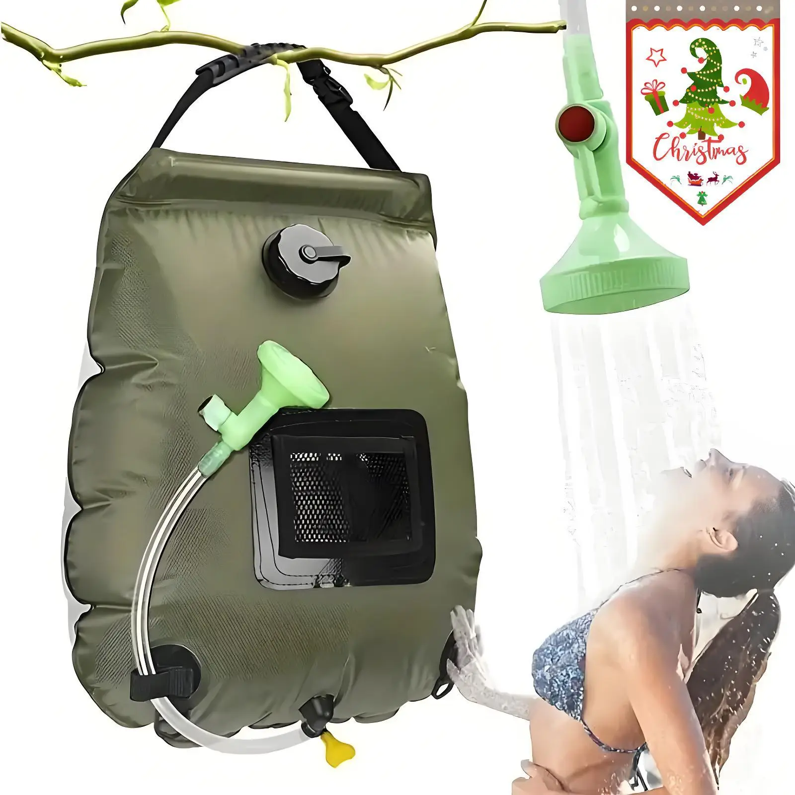 5 Gallon Camping Shower Bag, Portable Bath Bag with Removable Hose and Switchable Shower Head for Outdoor Travel, Climbing, Hiking, Beach, and Swimmin