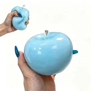 Milky Blue Apple Squishy, Crunchy Moldable Sensory Fidget Toy, Stress Relief Squeeze Ball for Adults & Kids, Relaxing Satisfying Squeeze